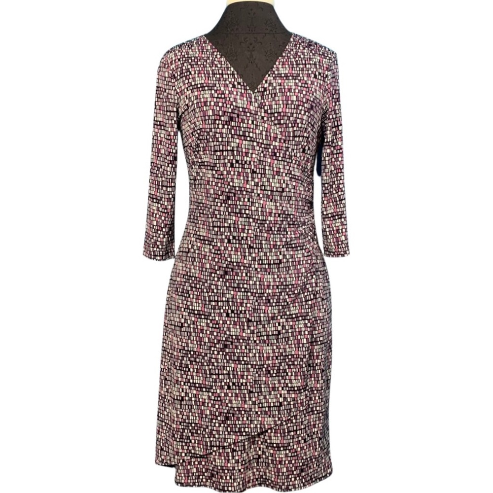 CONNECTED APPAREL Midi Faux Wrap Dress (S)